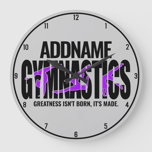 Gymnastics NAME Acrobatic Team Handspring Gymnast  Large Clock (Front)
