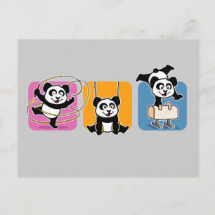 Gymnastics Pandas Postcard