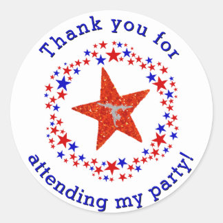 Gymnastics Party Birthday Favour Tag Red Blue Star