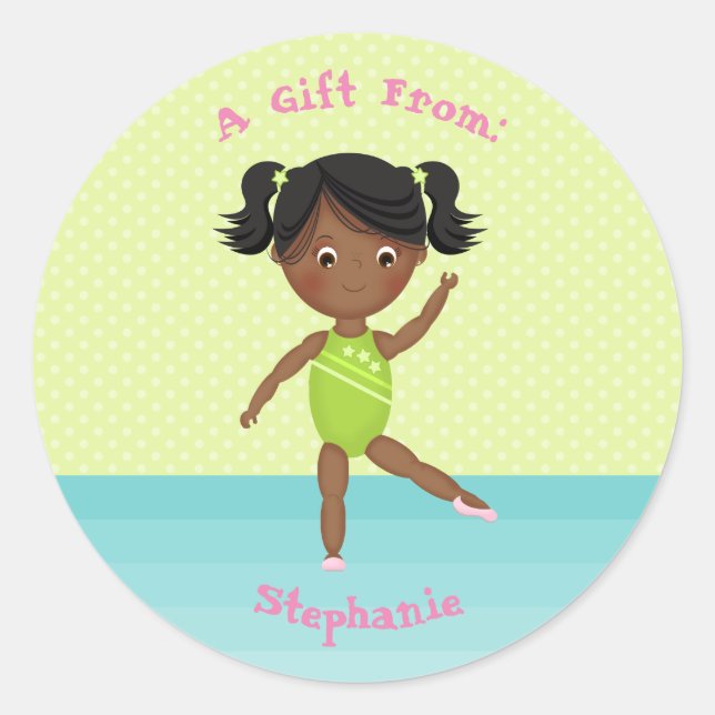 Gymnastics Party Classic Round Sticker (Front)