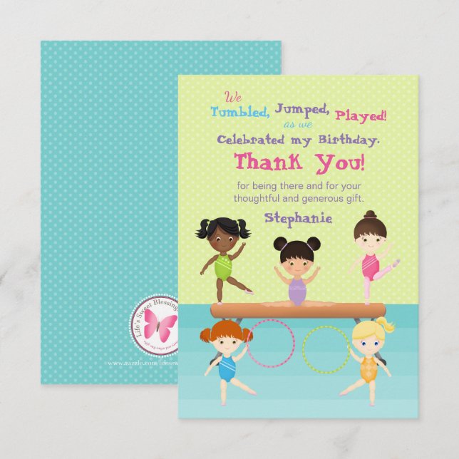 Gymnastics Party Invitation (Front/Back)