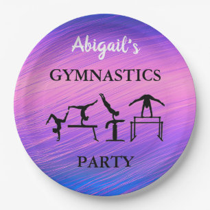 Gymnastics Party Paper Plates w/ Her Name!