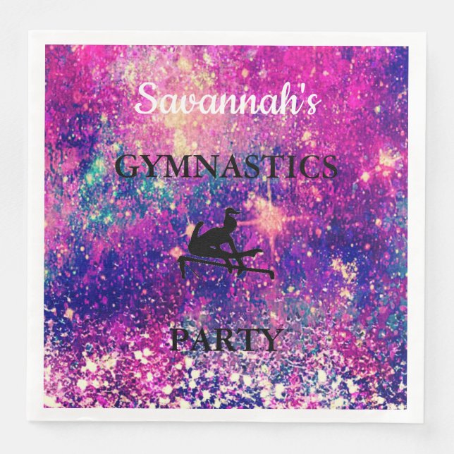 GYMNASTICS PARTY Personalized Set of 50 NAPKINS (Front)