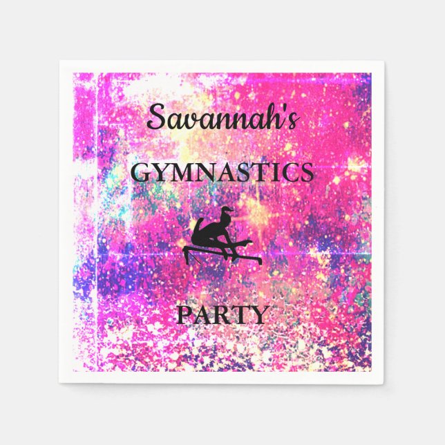 GYMNASTICS PARTY Personalized Set of 50 NAPKINS (Front)