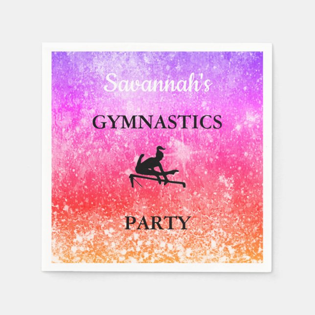 GYMNASTICS PARTY Personalized Set of 50 NAPKINS (Front)