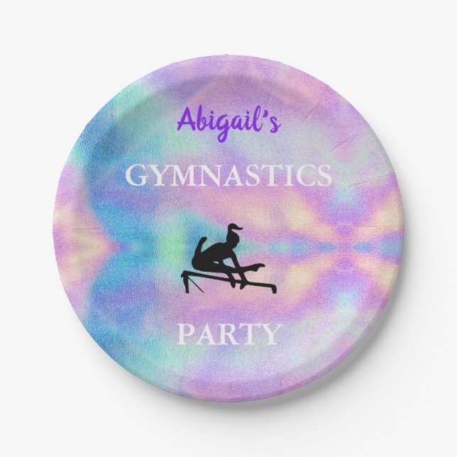 Gymnastics Party Plates Birthday _ Girls Custom (Front)