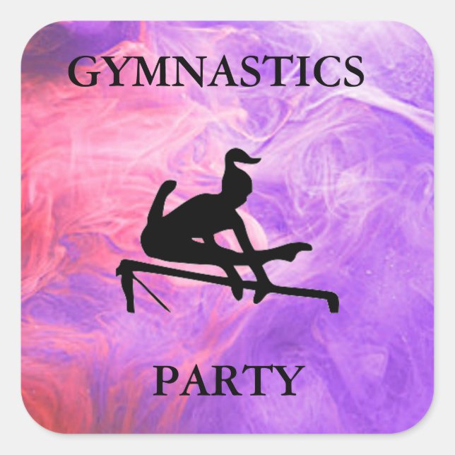GYMNASTICS PARTY SQUARE STICKERS (Front)