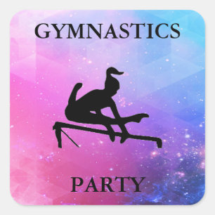 GYMNASTICS PARTY SQUARE STICKERS