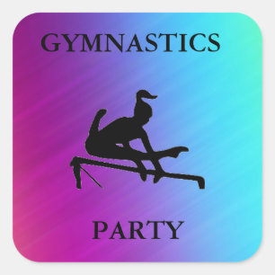GYMNASTICS PARTY SQUARE STICKERS