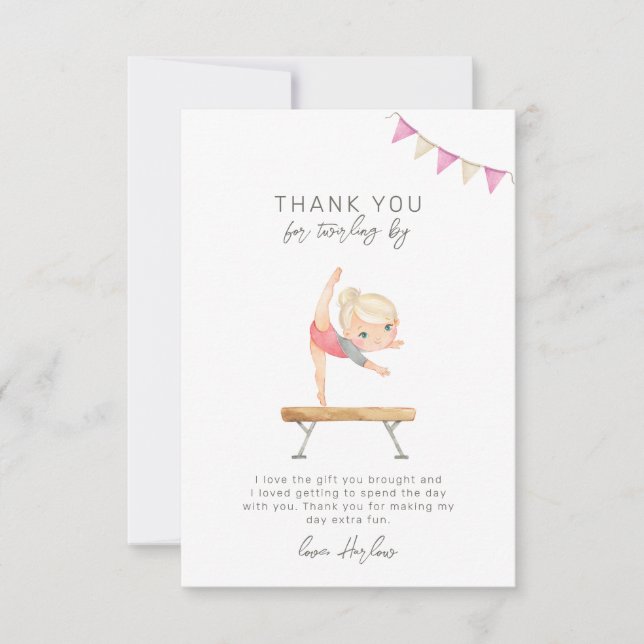 Gymnastics Party Thank You Card (Front)