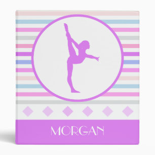 Gymnastics Pastel Horizontal Stripes w/ Monogram Binder