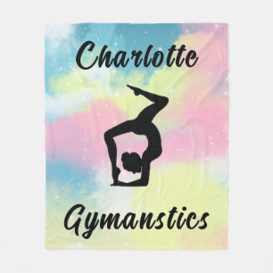 Gymnastics Pastel Pink Blue Yellow Personalized Fleece Blanket