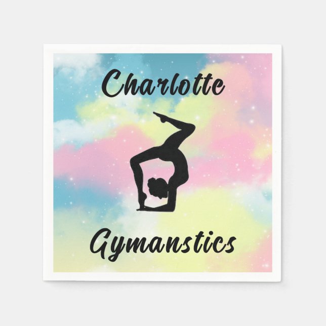 Gymnastics Pastel Pink Blue Yellow Personalized Napkin (Front)