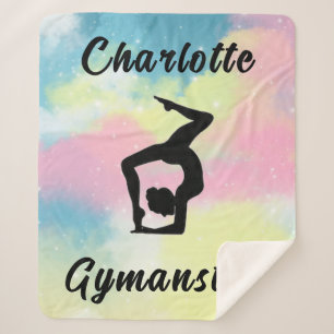 Gymnastics Pastel Pink Blue Yellow Personalized Sherpa Blanket