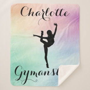 Gymnastics Pastel Purple Green Personalized Sherpa Blanket