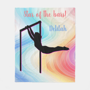 Gymnastics Pastel Star of the Bars Personalized Fleece Blanket