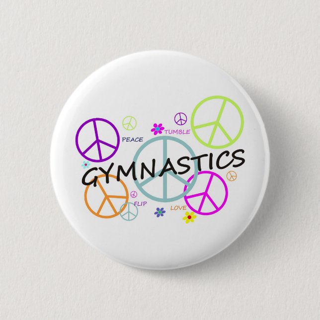 Gymnastics Peace Signs 2 Inch Round Button (Front)