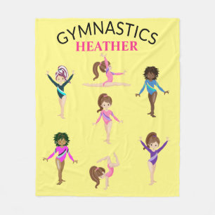Gymnastics personalized 7 gymnast kids blanket. fl fleece blanket