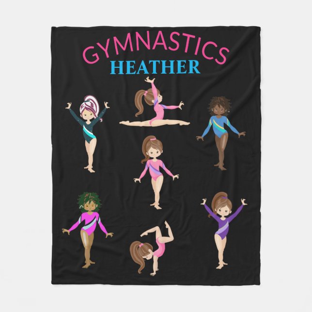 Gymnastics personalized 7 gymnast kids blanket. fl fleece blanket (Front)