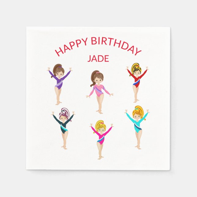 Gymnastics personalized BIRTHDAY    Napkin (Front)