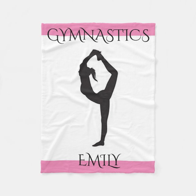 Gymnastics personalized fleece blanket. (Front)