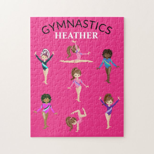 Gymnastics personalized gymnast girl's jigsaw puzzle (Vertical)