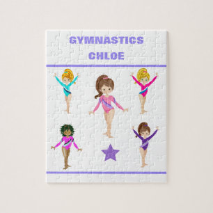 Gymnastics personalized gymnast girl's puzzle. jig jigsaw puzzle