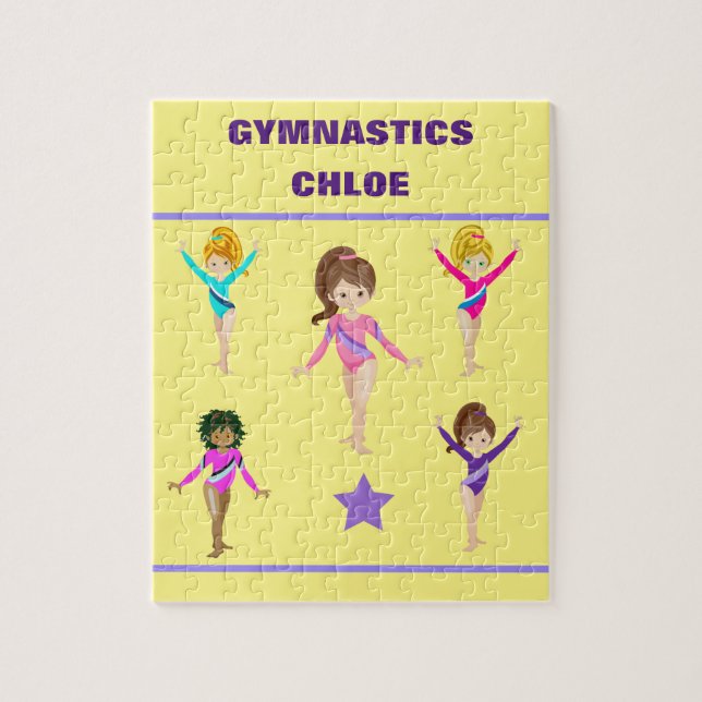 Gymnastics personalized gymnast girl's puzzle. jig jigsaw puzzle (Vertical)