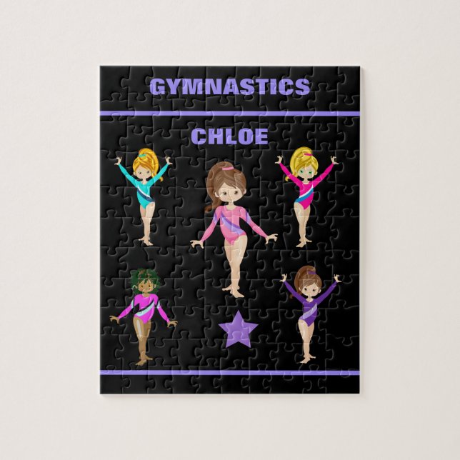 Gymnastics personalized gymnast girl's puzzle. jigsaw puzzle (Vertical)