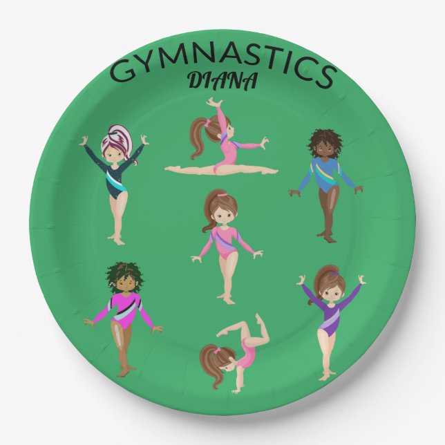 Gymnastics personalized gymnast PAPER PLATES (Front)
