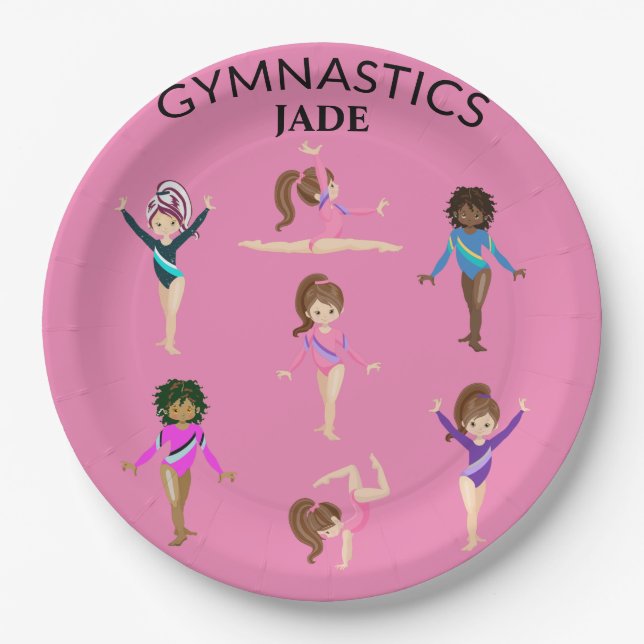 Gymnastics personalized gymnast PAPER PLATES (Front)