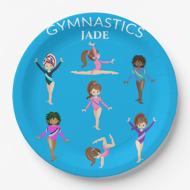 Gymnastics personalized gymnast PAPER PLATES (Front)