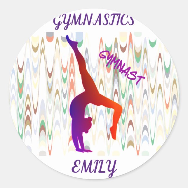 Gymnastics personalized stickers. classic round sticker (Front)