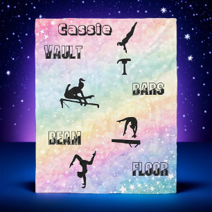 Gymnastics Personalized Vault, Bars, Beam & Floor Fleece Blanket