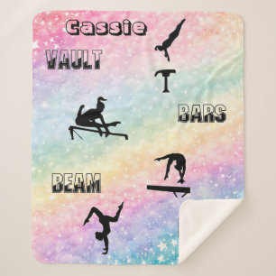 Gymnastics Personalized Vault, Bars, Beam & Floor Sherpa Blanket