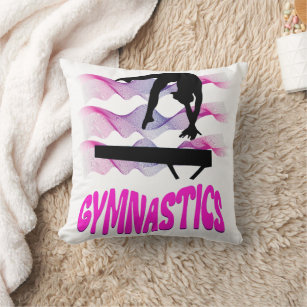 Gymnastics Pink and Purple Balance Beam Throw Pillow