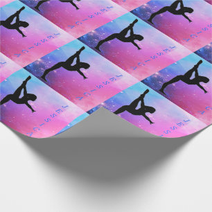Gymnastics Pink & Blue Custom Name Wrapping Paper