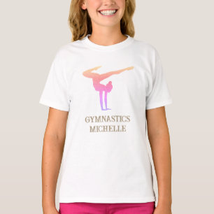 Gymnastics Pink Glitter Custom Name T-Shirt