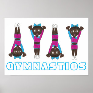 Gymnastics Pink Leotard Tumbling Gymnast Girl Art Poster