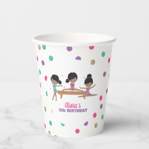 Gymnastics Pink Purple Turquoise Girl Birthday Paper Cups