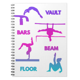 Gymnastics Pink Purple Turquoise Vault Bars Beam Notebook