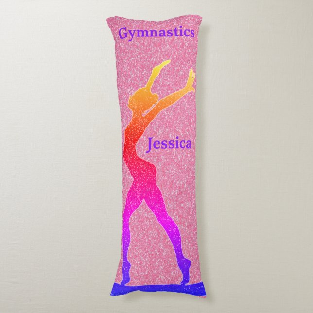 Gymnastics Pink Sparkle Balance Beam Body Pillow (Front Vertical)