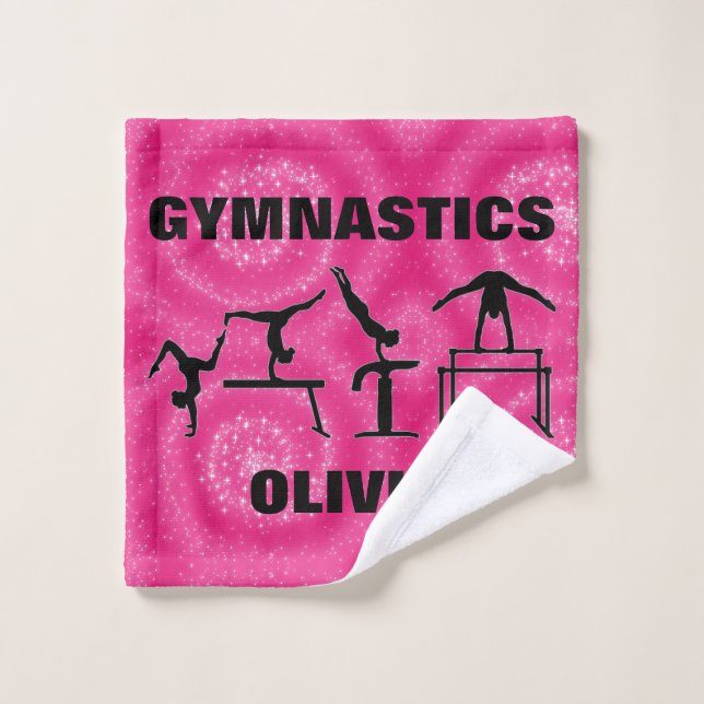 Gymnastics Pink Sparkle Swirls Wash Cloth (Wash Cloth)