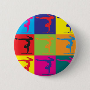 Gymnastics Pop Art 2 Inch Round Button