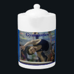 GYMNASTICS poster tea pot, the vault<br><div class="desc">Gymnastics poster tea pot, brew your favourite blend with either tea bags of fresh leaves. Enjoy other hot beverages in this colourful pot such as coffee or hot chocolate (we will never tell the world how you use it, lol). Our image depicts a young an Austrian athlete lunging for the...</div>
