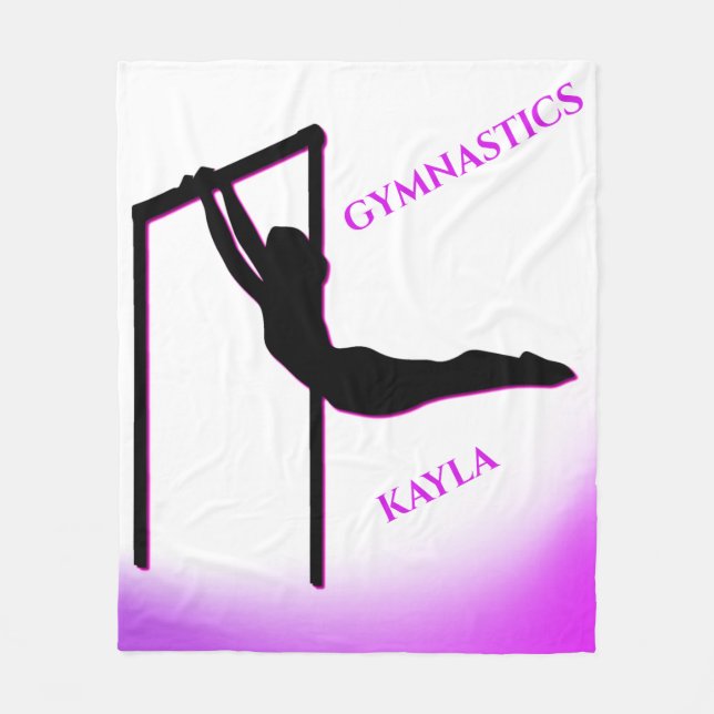 Gymnastics Purple and White Personalized    Fleece Blanket (Front)