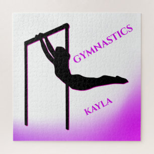 Gymnastics Purple and White Personalized Jigsaw Puzzle