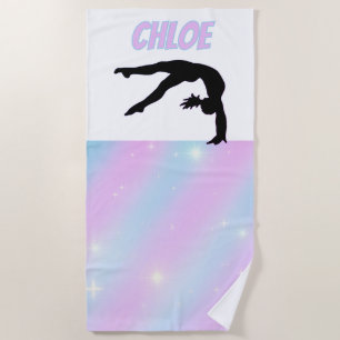 Gymnastics Purple Lilac and Baby Blue Pastel  Beach Towel