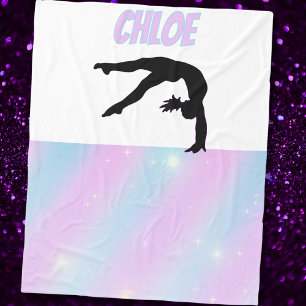 Gymnastics Purple Lilac and Baby Blue Pastel  Fleece Blanket