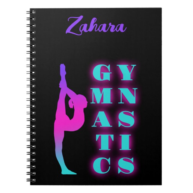 Gymnastics Purple Pink Turquoise Ombre Notebook (Front)